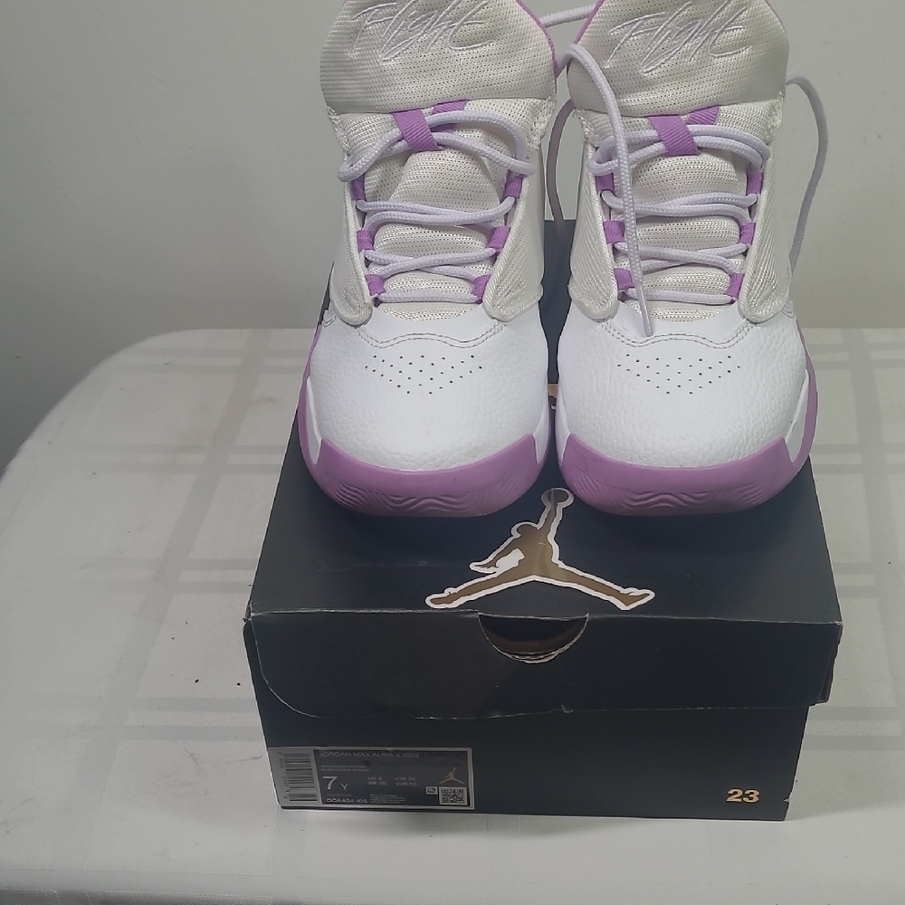 Jordan Kids White and Lavender Sneakers